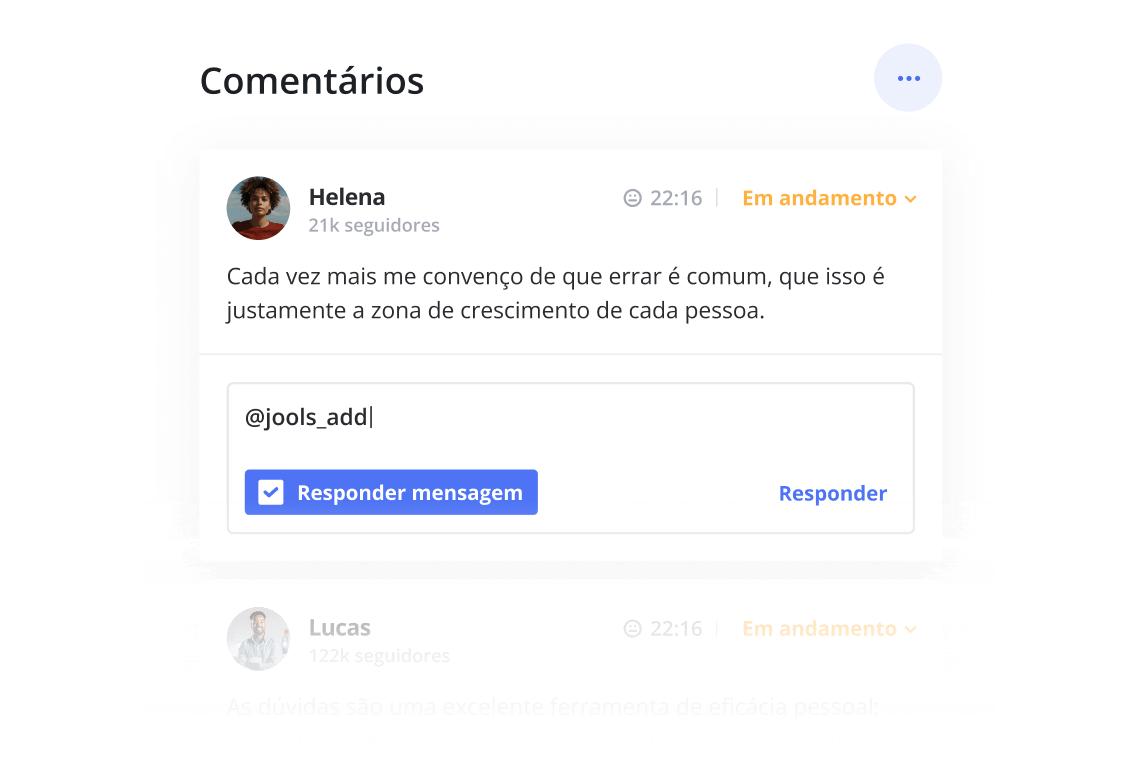 Respondendo às mensagens do Instagram