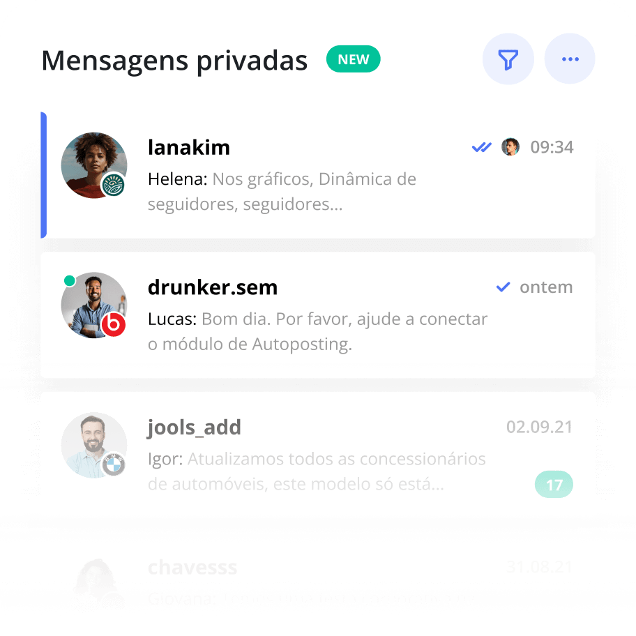 Processando mensagens do Instagram no desktop