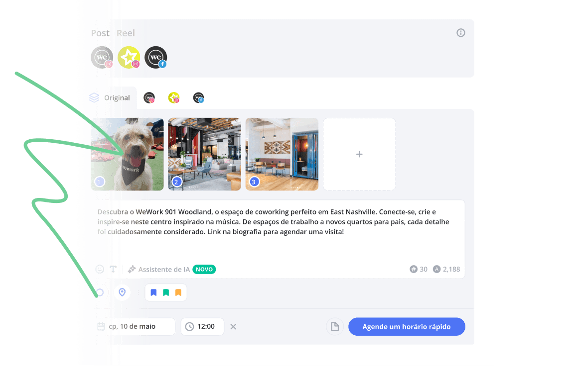 Crie uma post diretamente no site