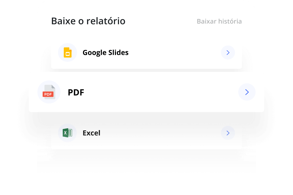 Exportação de relatórios em formatos populares